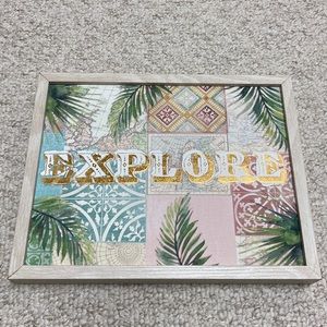 NWT Explore Boho Coastal Palm Tree Leaves Multicolored Hanging Wall Art Decor